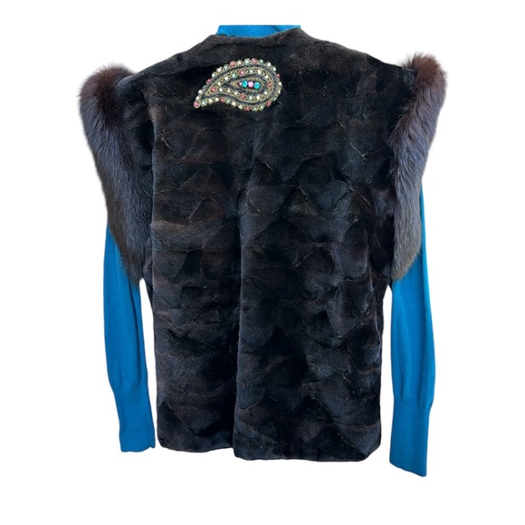 ANDRIENNE LANDAU vintage very dark brown fur vest, size s/m - Picture 5 of 11